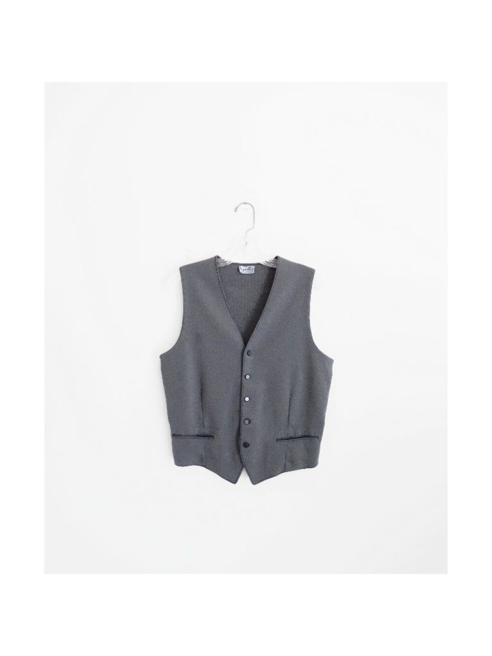 Vintage 70s Lepoutre Maille France Paris Grey Wool Knit Vest sz 5 39 40 est. M